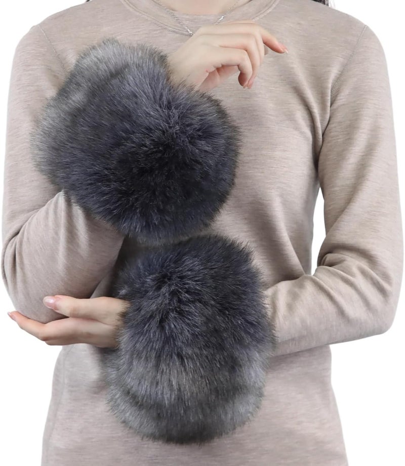 Peecabe Winter Women Fuzzy Arm Warmers Girls Faux Fur Short Wrist Cuffs Fluffy Soft Wrist Cover Ankle Warmer - Image 1